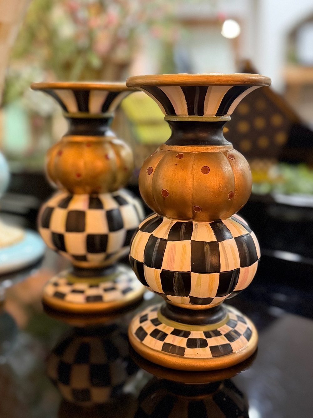 Mackenzie Childs Pumpkin stack candle holder